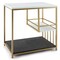 3 Tier L Shaped Side Table with MDF Shelves and Steel Frame Marble and Golden